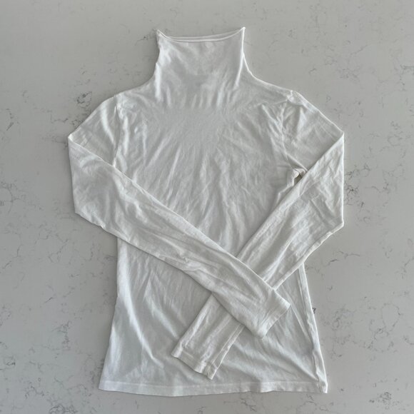 Velvet By Graham & Spencer LS Mock Neck Lightweight Cotton Blend Top White Sz S - Picture 8 of 13